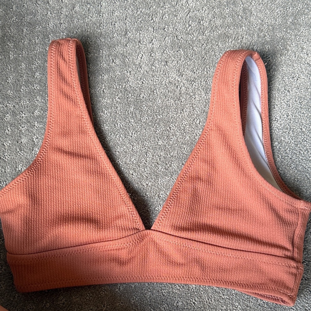 Women's Ribbed Bralette in Coral